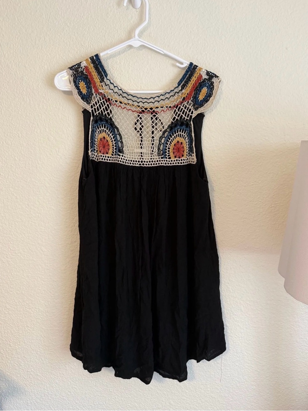 Vintage 1990s Contempo Casuals Crochet Babydoll Mini Dress Tunic